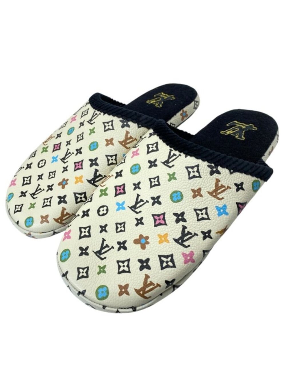 Louis Vuitton LV Palace Line Slippers Mules Monogram Craggy Leather Pile White